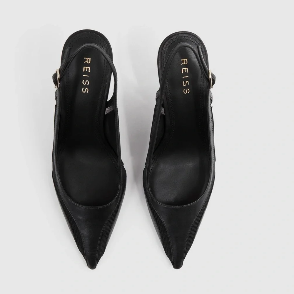 NWOT Reiss Ellie Slingback Pointed Toe Pumps in Black 6.5